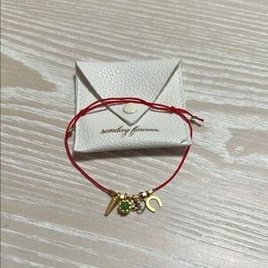 “Sunday Forever” Red String Bracelet with 5 lucky charms (NWOT)